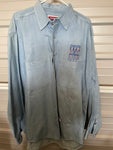 Vintage Mens Large SIXSHOOTER LAKE TENKILLER OKLA Cotton Long Sleeve Blue Button Down Shirt