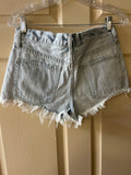 € Womens Juniors 27” Waist WE THE FREE Cut Off Blue Jean Shorts Distressed Lace Applique