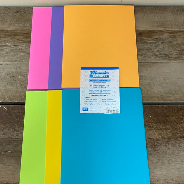 *Lot/39 NEON Colored Scrapbook Craft Paper 6 Colors 8.5x11