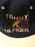 a* Vintage Mens TOMMY HILFIGER Big “H” Embroidery Snapback Cap Hat Dark Blue