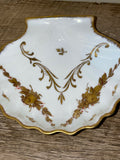 *Vintage F & F Limoges China Gold Ornate Design Rim Seashell Bowl