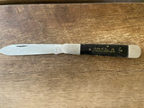 a* Vintage Folding Stainless Pocket Knife 4” Blade, Chinese Asian Pakistan writing on Black handle