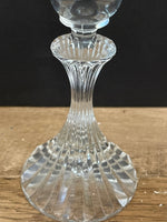 (L) €€~ Vintage Pair Set/2 Cut Glass Small Toasting Flute Cordial 6.25” Taper Candle Holders Round Base