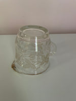 a** Vintage 3” Clear Glass Embossed Frosted Leaves Handled Pitcher Creamer