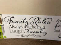 *NEW Main Street Wall Creations Stickers Decal "Family Rules" SKU 854809