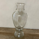 (L) <€€ Vintage Clear Glass Bud Vase 9.75” Ribbed Pedestal Base