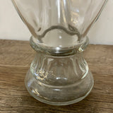 (L) <€€ Vintage Clear Glass Bud Vase 9.75” Ribbed Pedestal Base