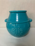 a** Teal Blue Glazed Ceramic Planter Flower Pot Vase