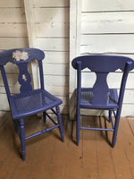 ~ Rattan SEATING Chairs Periwinkle Floral Shabby Chic Cottage  Pair Set/2