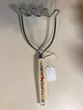 Vintage Stainless 9.5" Potato Masher White Handle with Vegetable Design