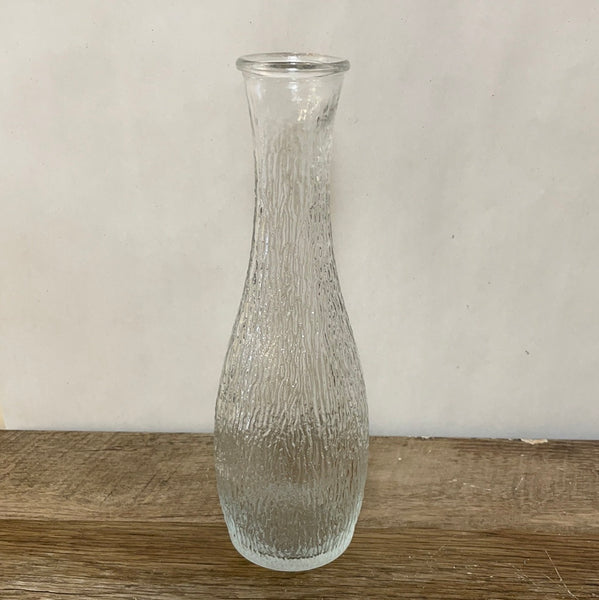 a** FTD Glass 9.25” Bud Vase Ribbed Tree Bark Design Decor