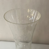 <€ Delicate Clear Glass 8” Bud Vase Etched Frosted Design Decor Damaged