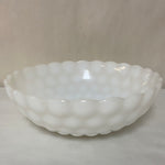 a** Vintage Milk Glass Serving Bowl White Round Raised Bubble Design 8.25”