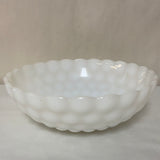 a** Vintage Milk Glass Serving Bowl White Round Raised Bubble Design 8.25”