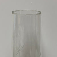 ~€ Delicate Clear Glass 9.25” Bud Vase Etched Design Decor