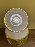 ~ Vintage Set/10 6” Saucers by Elite Works Limoges France White China with Gold Rim