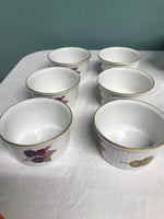 ^ Vintage BAKEWARE Royal Worcester Evesham 2-1/2 Qt Covered Casserole and 3 Ramekin Souffle Dishes