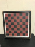 Country Wood Red and Black Checkered Board Wood Art Checkerboard