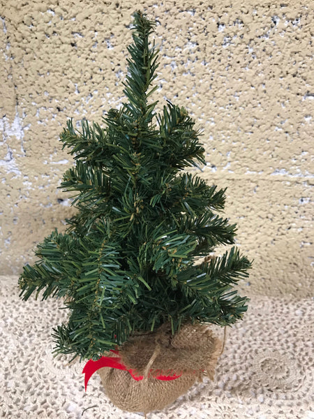 Holiday Christmas Table Top Fir TREE in Burlap Bag
