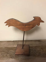 Vintage 10” Wood Chicken on Stand Kitchen Decor
