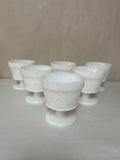 a** Vintage Set/6 Milk Glass Sherbet Dessert Dish White Anchor Hocking Grape Leaf