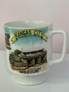 Vintage KANSAS CITY MISSOURI Tourist Coffee Mug Union Station Nichols Fountain P&Light Liberty