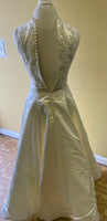 <€€ Demetrios Bridal Size 6 Ivory Beaded Sleeveless  Wedding Dress Gown Removable Train