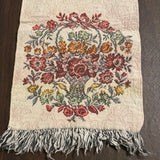 a* Tapestry 38" Table RUNNER Floral Pattern Gold Rust Green Floral Basket