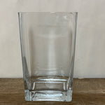 a** Clear Block Rectangle  7.25” Vase Vessel Candle Holder