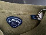 € Mens XLarge Army Olive Green Callaway Golf Sport Ribbed Sweatshirt Sweater