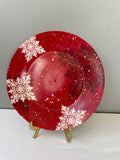 a**?? Studio 33 Red Snowflake 7.5” Salad Dessert Plate Christmas Holiday Microwave Safe