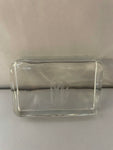 a** Vintage Clear Glass Monogrammed “M” Rectangular Paperweight
