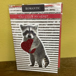 <€€ New Valentine Card YOU STOLE MY HEART w/ Envelope in Plastic Seal 2022 Paper Thread