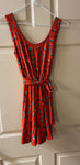 Womens Juniors XSmall Orange Knit Dress w/ Bonnet Print Open Back Casual