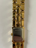 <€€ Ladies BULOVA Gold Tone Watch with Black Dial on Gold Plated Bracelete with Diamond Chip Model 97S86