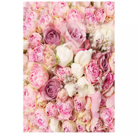 a** New Home Photography Backdrop PINK & WHITE ROSES & Babys Breath FLORAL Vinyl Photo Studio Prop