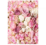 € New Home Photography Backdrop PINK & WHITE ROSES & Babys Breath FLORAL Vinyl Photo Studio Prop