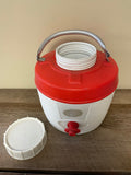 Vintage POLORON Vacucel 1 Gallon Insulated Red and White Thermos Jug Silver Handle