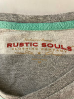 *Mens RUSTIC SOULS Co. Vneck Green/Gray Stripe Cotton Medium