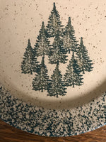a** Vintage Pine Tree Barn and Farms Pottery Christmas Holiday Tree 9.5” Plate
