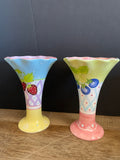 a* Set/4 7” Whimsical Colorful  Soda Fountain Sundae Dessert Dishes Ceramic