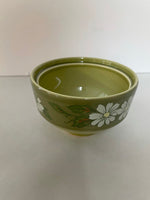 €¥ Vintage Green w/ White Daisies Sugar Bowl w/out Lid