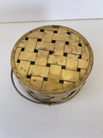 ~ Round Brass Potpourri Trinket Basket with Hinged Handle