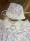 Vintage Baby Girls 6-9 Months One Piece Bodysuit Romper w/Bonnet Spring