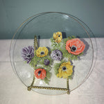 ~¥ Vintage Set/2 Hostess Luncheon Dessert Plates Hand Painted Peonies Poppies Flowers