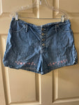 Vintage Womens Juniors ROUTE 66 Jean Shorts Sz 13/14 36” Waist Embroidered Flowers