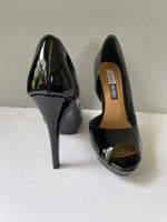 Womens By XOXO Black Peep Toe High Heel Platform Pumps Size 8M 5” Heel