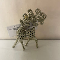 a** NEW Christmas Holiday 1 Silver Glitter Reindeer Ornament