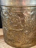 a** Brass Canister Planter Ginger Jar Urn with Lid Raised Design
