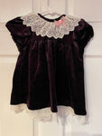 € Vintage Baby Girl Toddler Dress 24 Mo. Deep Purple Lace Collar Velvet Dressy All Dressed Up